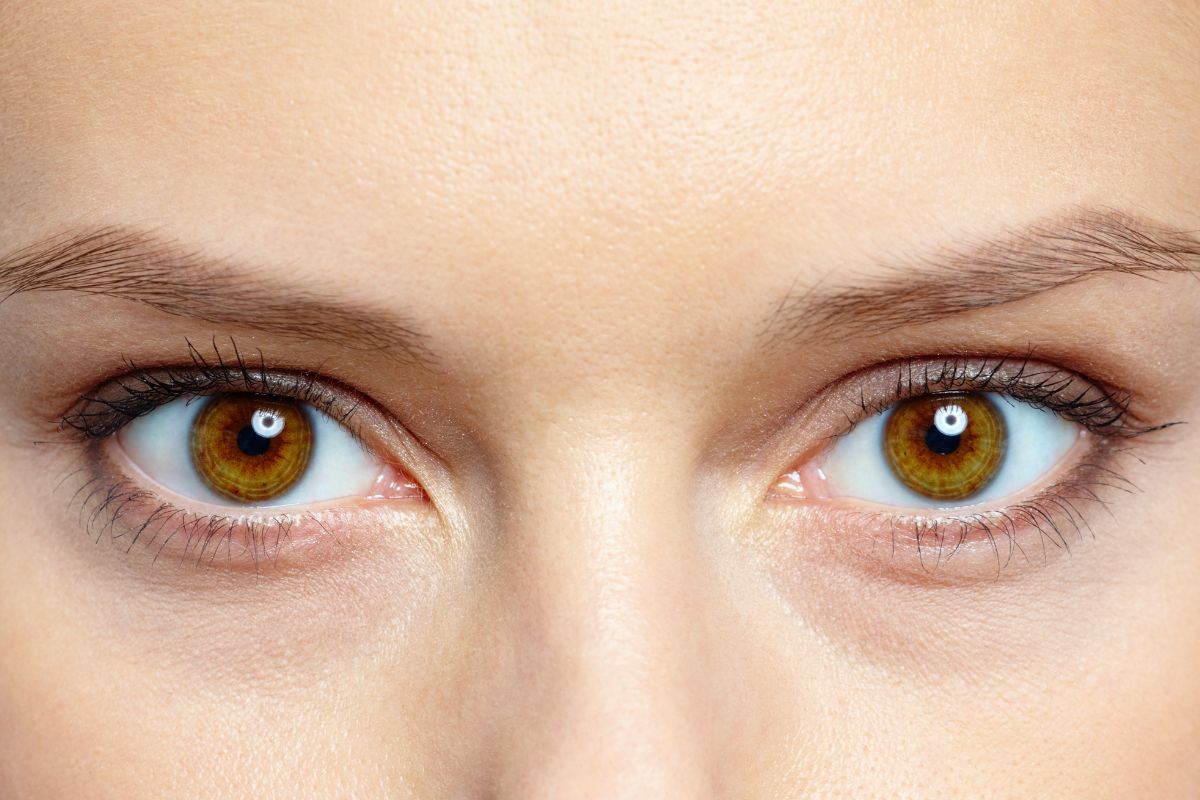 Close-up photo of brown eyes.